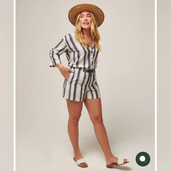 Travis Mathew Pants - NWT Travis Matthew LUCKY LOO Navy stripe romper With Pockets! Sz S
